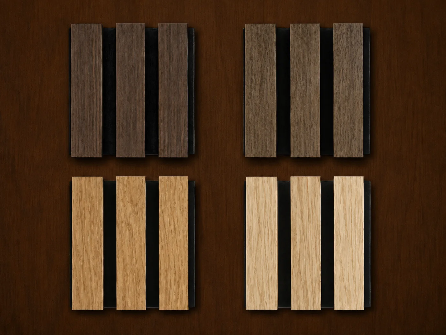 All four Kings Valley wood slat panel finishes
